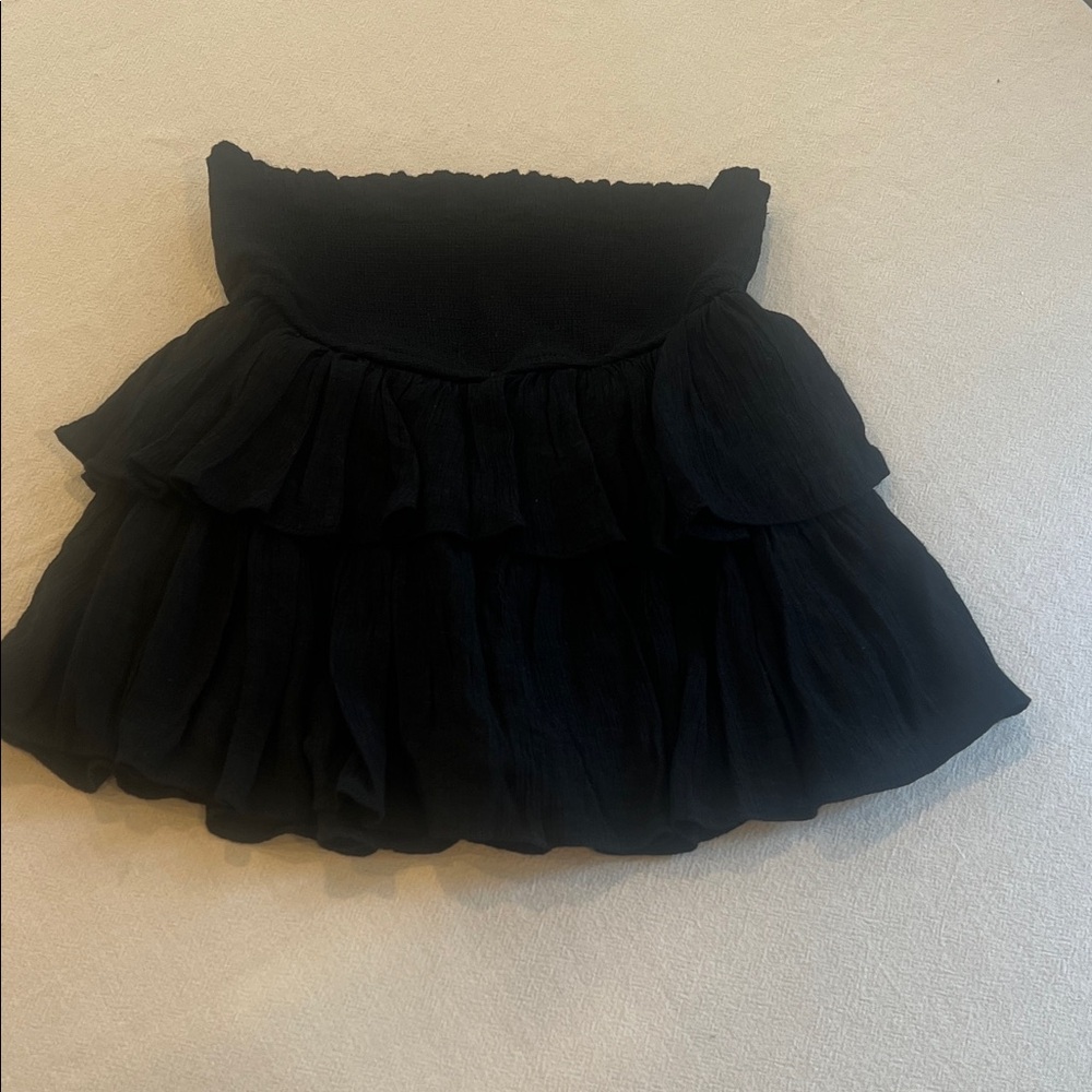 Blu Pepper Black Tiered Ruffle Skater Mini Skirt